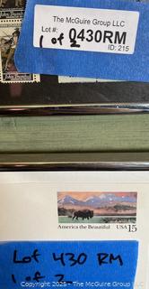 Two (2) Framed numismatic wall hangings of "block of four" US postage Stamps