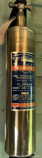 VTG Brass Allstate Sears Roebuck 1 & 1/2 QT Fire Extinguisher W/Bracket 