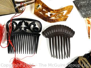 NEED NEW PHOTO WITH ALL PIECES ???? Folding Hand Fans and Victorian Hair Combs