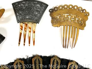 NEED NEW PHOTO WITH ALL PIECES ???? Folding Hand Fans and Victorian Hair Combs
