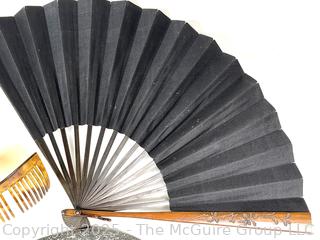 NEED NEW PHOTO WITH ALL PIECES ???? Folding Hand Fans and Victorian Hair Combs