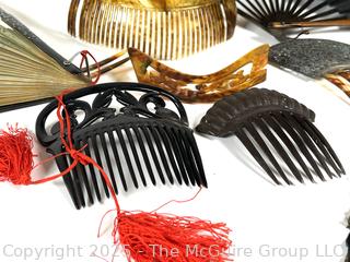 NEED NEW PHOTO WITH ALL PIECES ???? Folding Hand Fans and Victorian Hair Combs
