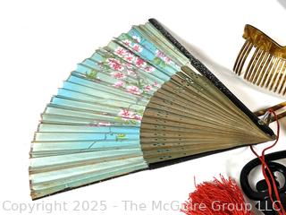 NEED NEW PHOTO WITH ALL PIECES ???? Folding Hand Fans and Victorian Hair Combs