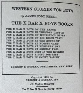 Six (6) Vintage Childrens Books Including Xbar Xboys in Smoky Falley, The Westerners, and Land of the Lost Dolls