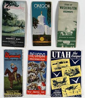 Six (6) Folding Paper Highway Maps