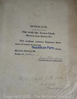 FAMILY  Town of Jackson NY 17 x 18 x 26 Galvanized Election Box and Duplicate Records Circa 1910-20.  See All the Photos in the Gallery