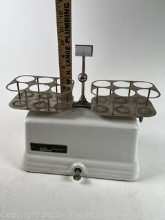 Antique Cast Iron Milk House Dairy Cream Porcelain Balance Scale White