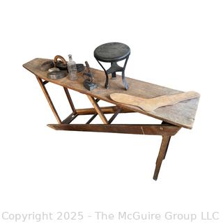 Sad Irons, Stool and Wood Ironing Boards