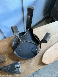 Sad Irons, Stool and Wood Ironing Boards