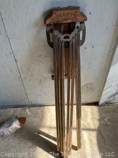 Antique "Beauty" Clothes Drying Rack Vintage Wall Mount
