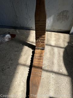 Hinged 17" Primitive Carved Wooden Mangle Board Used to Smooth Fabrics After Washing. 