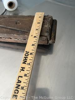 Hinged 17" Primitive Carved Wooden Mangle Board Used to Smooth Fabrics After Washing. 