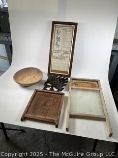 Washboards, Framed Washing Machine Information, Bowl Etc