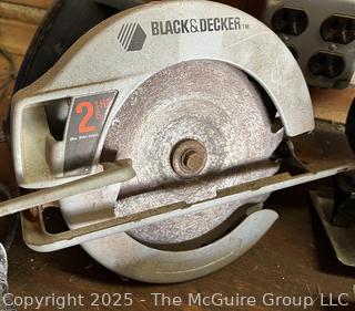 Grouping of Corded Tools Including Circular Saw, 3/8" Craftsman Drill,  1/2" Skil Drill, Thon Drill and WEN All Saw 