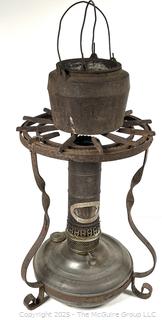 Paired Lead Melting Smelting Cast Iron Pot & Gas Burner Stand for Blacksmith or Plumber