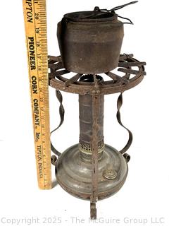 Paired Lead Melting Smelting Cast Iron Pot & Gas Burner Stand for Blacksmith or Plumber