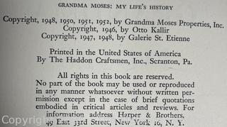 Grandma Moses My Life’s History. Otto Kallir 1952 hardback book