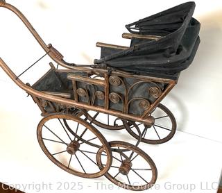 Antique Victorian-Era Miniature Doll Carriage Functional Wheels
