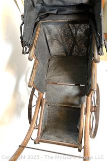 Antique Victorian-Era Miniature Doll Carriage Functional Wheels