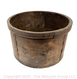 Half Bushell curved wood barrel/basket stamped NYC PD Type W-20