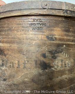 Half Bushell curved wood barrel/basket stamped NYC PD Type W-20