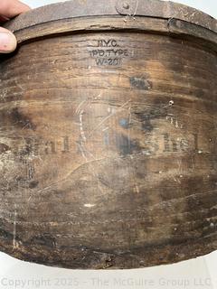 Half Bushell curved wood barrel/basket stamped NYC PD Type W-20
