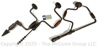 Three (3) Hand Brace Drills: straight and angle w/bits