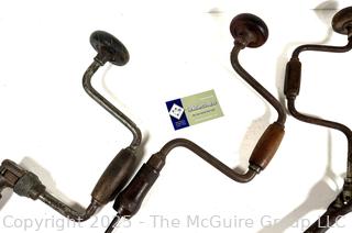 Three (3) Hand Brace Drills: straight and angle w/bits