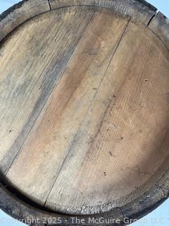 Victorian coopered oak bucket w/copper band and wire handle