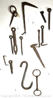 Antique wrought iron pins and fasteners 