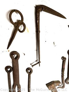 Antique wrought iron pins and fasteners 