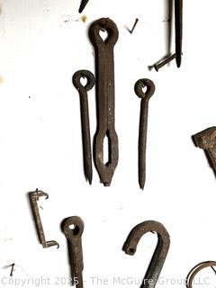 Antique wrought iron pins and fasteners 