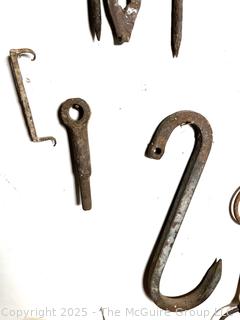 Antique wrought iron pins and fasteners 