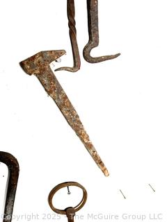 Antique wrought iron pins and fasteners 