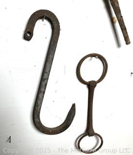 Antique wrought iron pins and fasteners 