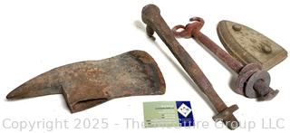 Iron Lot: Firefighter's Axe Head; SAD iron base; hinge; hanger