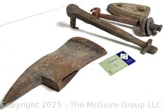 Iron Lot: Firefighter's Axe Head; SAD iron base; hinge; hanger