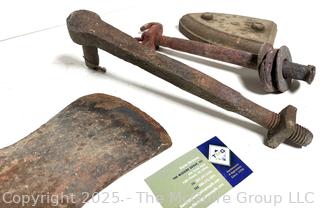 Iron Lot: Firefighter's Axe Head; SAD iron base; hinge; hanger
