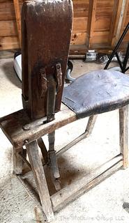 Antique Wooden Leather Harness Makers Vise Station 1860s