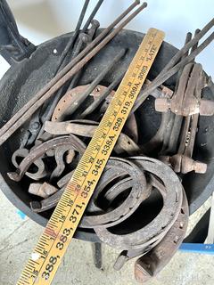 Ferrier: Vintage Cast Iron Blower and Forge with tools and shoes