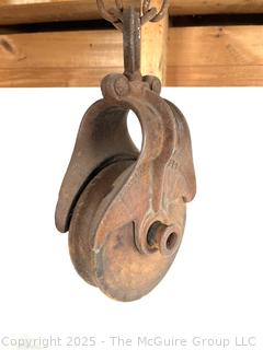 ???????? Antique Ice Block/Log Carrying Iron Tongs w/ attached pulley