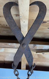 ???????? Antique Ice Block/Log Carrying Iron Tongs w/ attached pulley