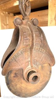 ???????? Antique Ice Block/Log Carrying Iron Tongs w/ attached pulley