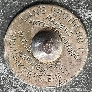 Grouping of cast iron pulleys including Lane Bros. Poughkeepsie NY 