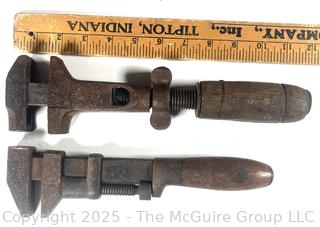 Two (2) vintage adjustable wrenches including THOMPSON Patent DIAMOND Wrench Co Portland ME Buggy Carriage Wrench Tool 12"; 