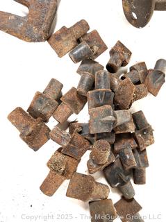 Assorted iron and nails: VINTAGE HERSCH STEEL CHAIN DETACHER TOOL