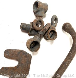 Assorted iron and nails: VINTAGE HERSCH STEEL CHAIN DETACHER TOOL