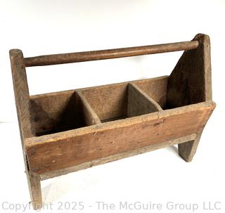 Antique worker's wood tool tray w/raised feet