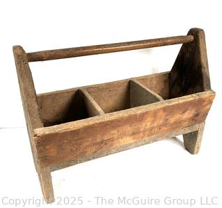 Antique worker's wood tool tray w/raised feet