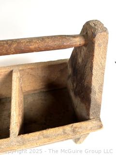 Antique worker's wood tool tray w/raised feet